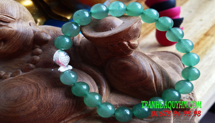 vòng tay đá thạch anh xanh mix charm bạc